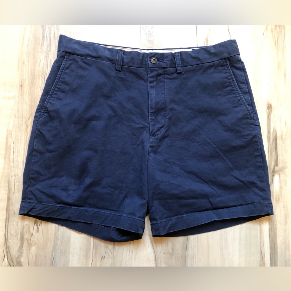 Polo by Ralph Lauren Navy Flat-Front Cotton Shorts Stretch Classic Fit